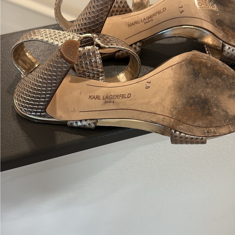 Karl Lagerfeld Metallic Textured Heels